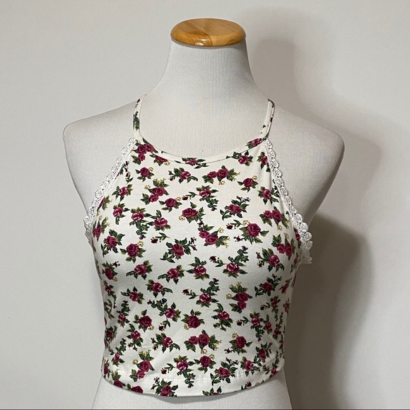 Wet Seal Floral Tea Rose Tank Crop Top - Picture 4 of 12